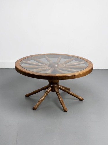 Vintage oak ships wheel - vintage, coffee